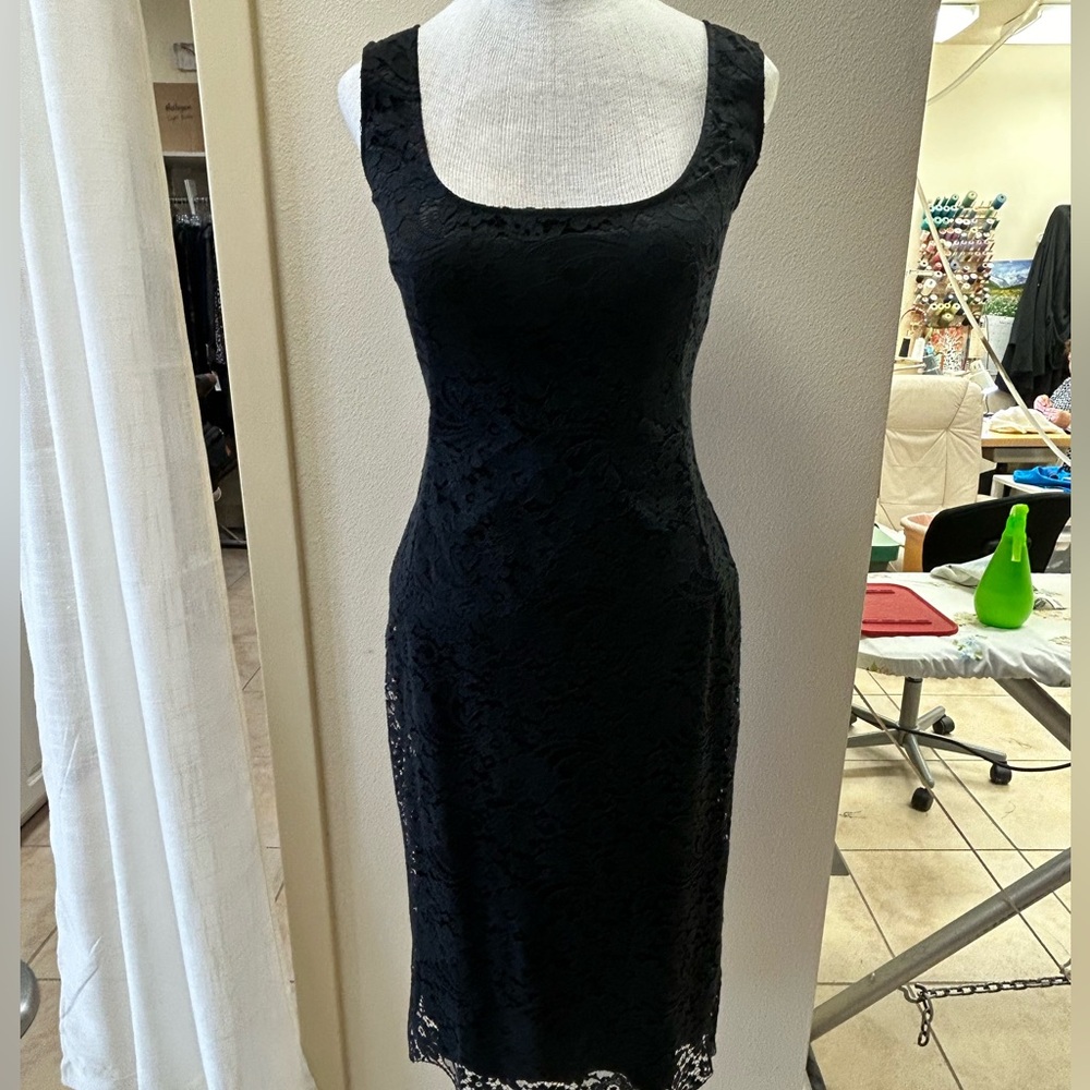 Dolce and Gabbana Black Lace Scoop Neck Dress